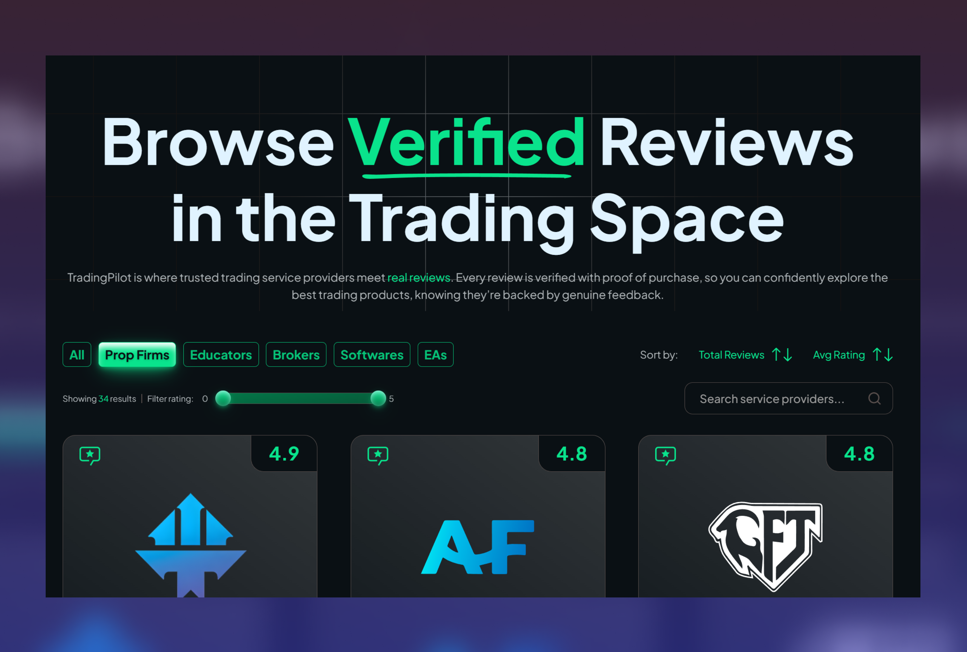 TradingPilot website header